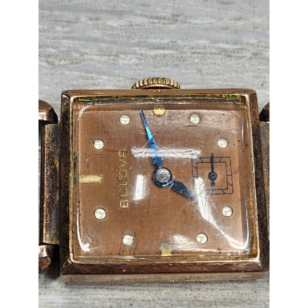 1940's Bulova Conrad Watch 14kt Rose Gold Filled, Running, Runs Fast - Picture 10 of 10